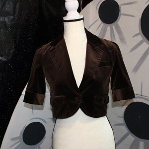 Theory Brown Velvet Bolero Blazer Cropped